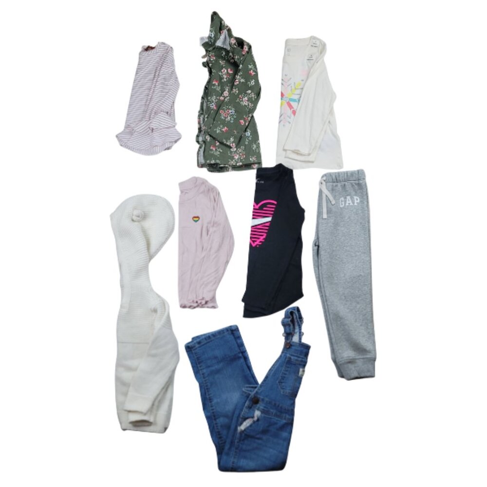 Girls 3T -4 Clothing Bundle NWT Gap, Nike, Spiritual Gangster, Denim Overall Set